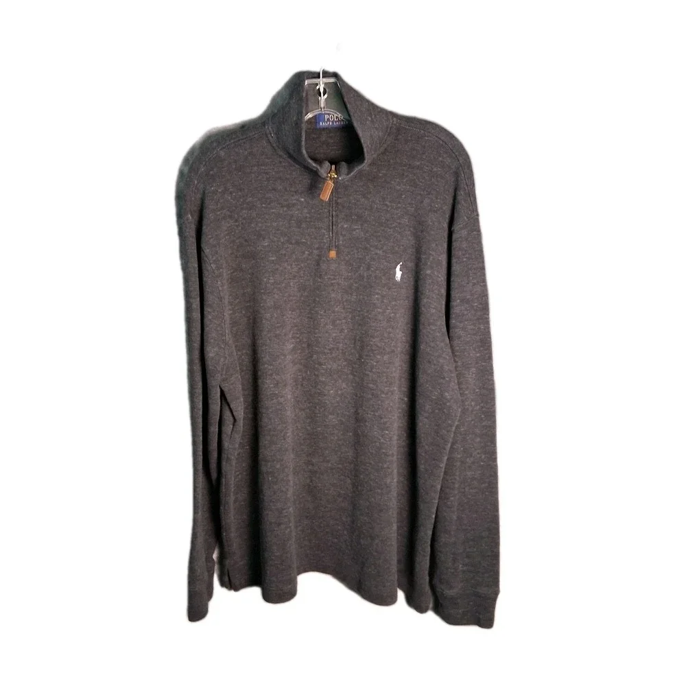 Polo Ralph Lauren Men's XL Gray Quarter Zip Popover Embroidered Pony Logo